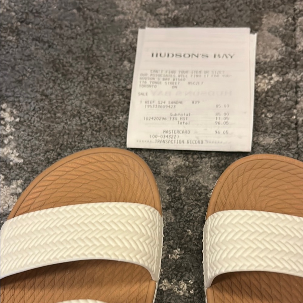 $85 each 2 $60 Reef Tan and Black Slide Sandals size 7 - Picture 2 of 12